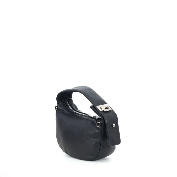 Elegante kleine Handtasche aus schwarzem Kalbsleder gefertigt von Renato Angi - Made in Italy