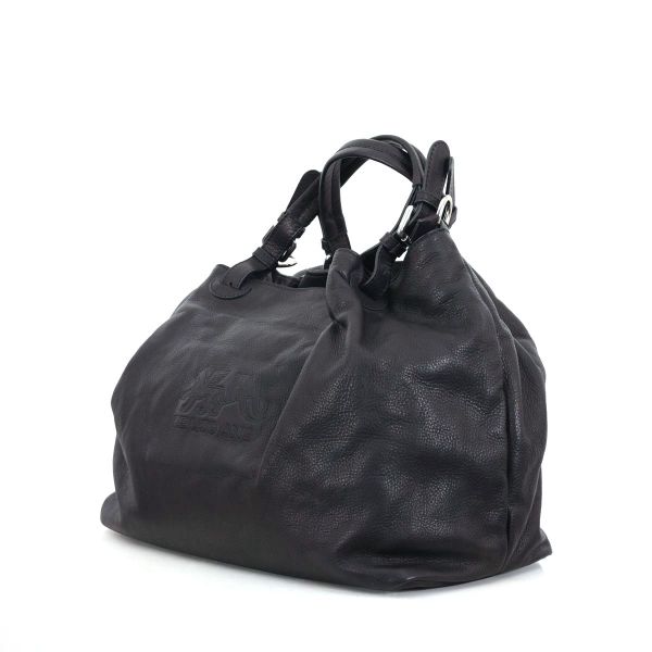 Grosse schwarze Ledertasche aus Kalbsleder von Renato Angi - Made in Italy