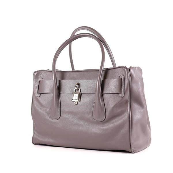 Handtasche grau Leder